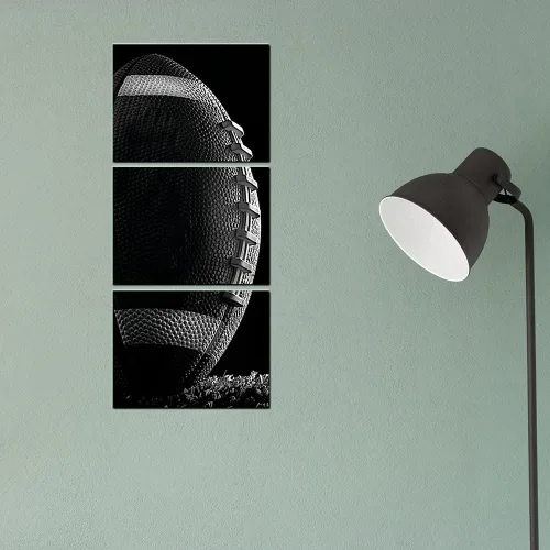 Vista 9 de Arte de pared de entrenamiento de rugby gimnasio, fútbol americano para decoración de pared de habitación de niños, pintura en lienzo negro de 12 x