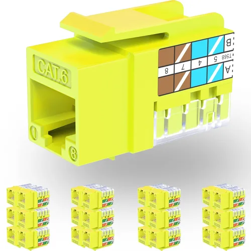 Vista 20 de Rapink RJ45 Conector Keystone Cat6 Soporte 10G, Conectores Keystone UTP 10 Pack para Placa de Pared y Panel de Conexiones, RJ45 Keystone 90 Grados