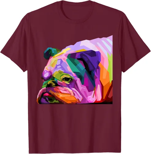 Vista 12 de Camiseta de retrato pop artístico de bulldog británico inglés para dueños de perros, Negro, S