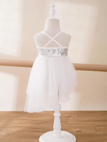 Vista 4 de CHICTRY Vestido de leotardo de baile con falda de ballet brillante para niñas y niños