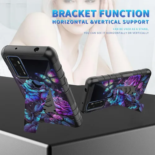 Vista 98 de Funda para AT&T Maestro Max 2021/Cricket Ovation 2 con protector de pantalla de vidrio templado, funda resistente con función atril integrada