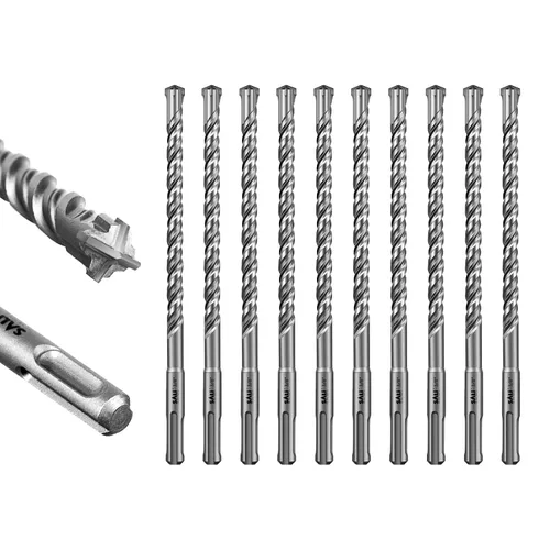 Vista 21 de SALI 10 brocas de martillo giratorio SDS Plus de 1/2 x 6 pulgadas, kit de broca para hormigón, material de carburo de doble rosca de tipo cruzado