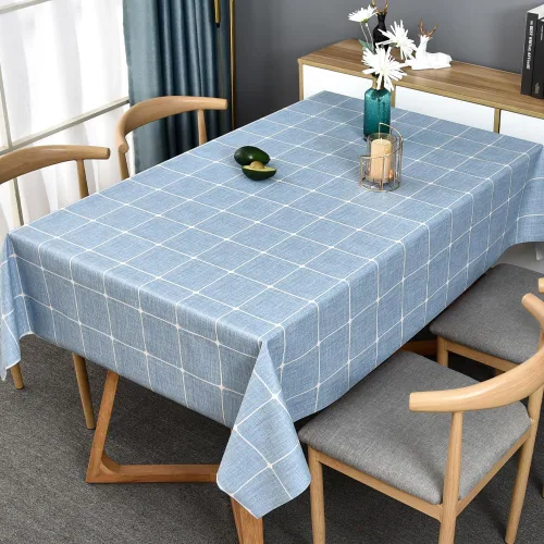 Vista 9 de TruDelve Mantel cuadrado de plástico de vinilo a cuadros azules, impermeable, lavable, para picnic al aire libre (54 x 54 pulgadas, azul)