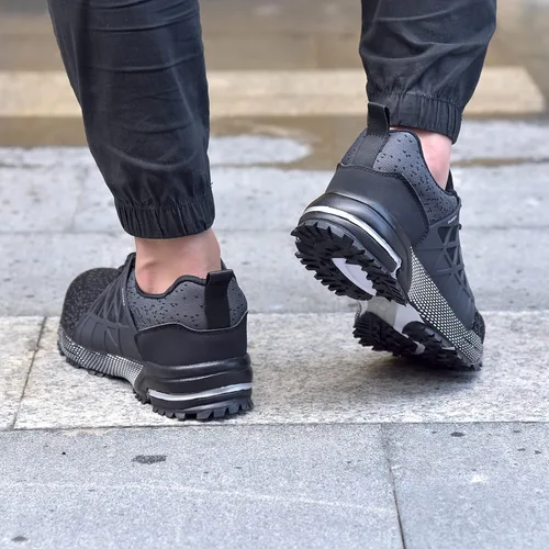 Vista 9 de SUADEX Zapatos de punta de acero indestructibles para hombres y mujeres, zapatos de trabajo ligeros para hombres, cómodos zapatos de seguridad