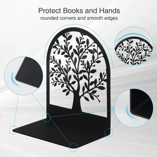 Vista 4 de Umikk Sujetalibros, Sujetalibros de Metal, Sujetalibros del Árbol de la Vida para Estantes, Sujetalibros Decorativos para el Hogar para Libros