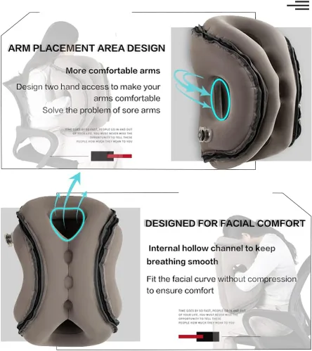 Vista 3 de Almohada inflable de viaje, evita el dolor de cuello y hombros, almohada de cuello de viaje multifunción para avión, soporte cómodo para cabeza