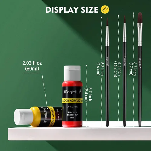 Vista 6 de Magicfly Pintura acrílica para exteriores, juego de 30 colores/tubos (2.3 fl oz, 2 onzas) con caja de almacenamiento, pigmentos ricos, pinturas