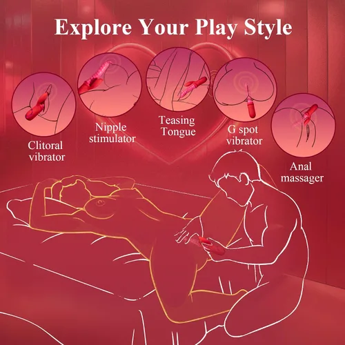 Vista 8 de Vibrador de juguetes sexuales para adultos, consolador – Vibrador de ondulación profunda y placer prolongado con acción de lengua lamiendo, con 10