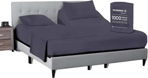Vista 11 de SGI bedding Sábana Queen de 28" con Parte Superior Dividida Flex Head, 100% Algodón Egipcio, Cuenta de Hilos 1000, Sábana Superior Flex para Cama