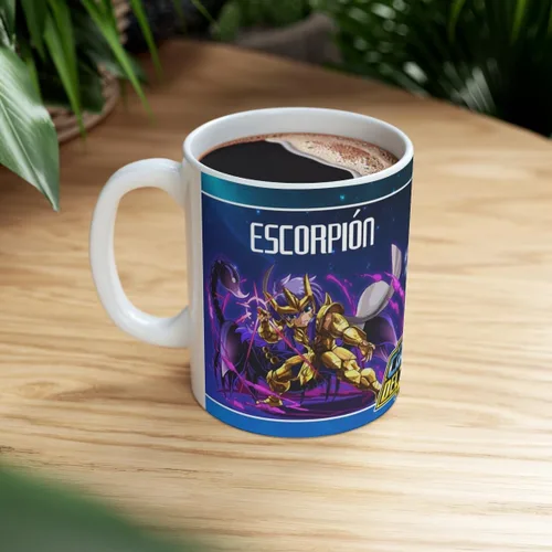 Vista 3 de Escorpion, Los Caballeros del Zodiaco, Taza de cerámica 11 Oz