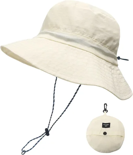Vista 33 de PFFY Packable Sun Bucket Hat for Men Women Outdoor UV Protection Sun Hats Caqui