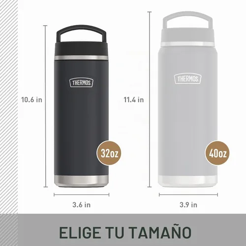 Vista 5 de THERMOS ICON SERIES - Botella de agua de acero inoxidable con tapa superior de rosca, 32 onzas, granito, botella de agua aislada con tapa Granite
