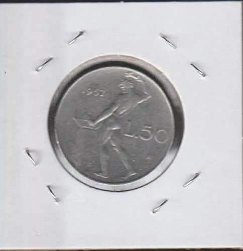 Vista 2 de 1957 IT Classic Head Right 50 Lire Choice About Uncirculated Details