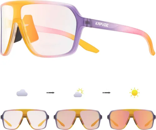 Vista 7 de KAPVOE Gafas de ciclismo fotocromáticas para hombres y mujeres, gafas de sol deportivas MTB para ciclismo, protección UV