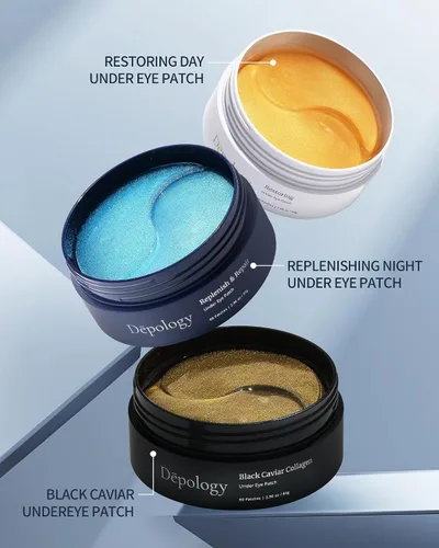 Vista 9 de depology Repone y repara parches debajo de los ojos para ojos hinchados, arrugas (60 parches) Hidratación con ceramidas y ácido hialurónico