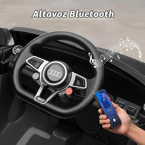 Vista 7 de Audi TTRS - Juguetes de paseo de 24 V, coche eléctrico para niños pequeños con control remoto Negro