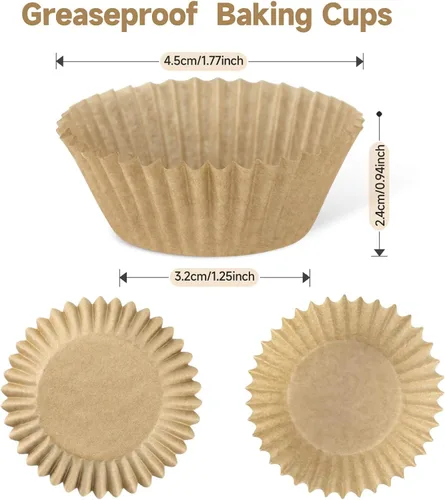 Vista 2 de Mini envoltorios naturales para magdalenas, forros para cupcakes, papel para hornear tazas, paquete de 400