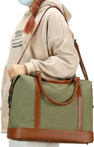 Vista 38 de BLUBOON Bolsas de viaje con cremallera, bolsa de lona para mujer, bolsa de fin de semana para mujer, bolsa de lona para llevar en la bolsa de lona
