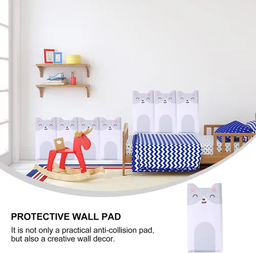 Vista 4 de Autoadhesivo 3D grueso acolchado de pared para habitación, calcomanías de pared anticolisión, diseño de dibujos animados, murales de papel tapiz