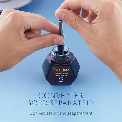 Vista 4 de Waterman Tinta para Pluma Estilográfica, Negro Intenso, Botella de 50ml, Para Plumas Estilográficas Recargables
