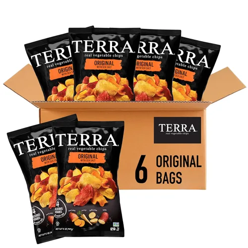 Vista 25 de Terra Chips de verduras, chips azules con sal marina, 5 onzas (paquete de 12)