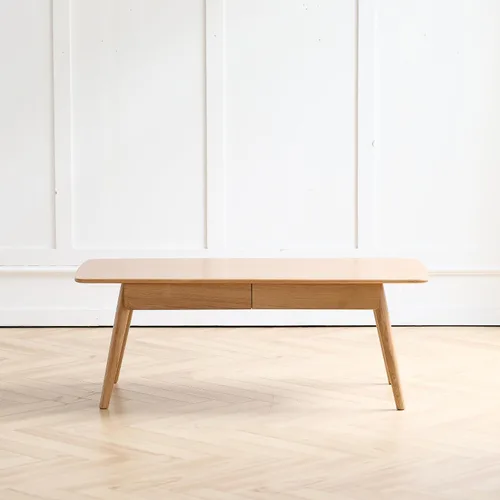 Vista 8 de Mesa de centro cuadrada de madera maciza con almacenamiento, mesa de mediados de siglo hecha a mano 100% madera de roble macizo natural para sala