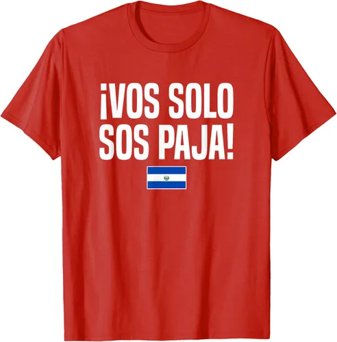 Vista 84 de Camiseta Vos Solo Sos Paja Salvadoran Slang Bandera de El Salvador, Negro