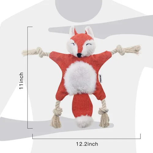Vista 6 de Juguete de Zorro para Perro con Chirriador, Juguete para Perros Sin Relleno, Juguete de Caza Crujiente para Perros, Juguete de Felpa Duradero