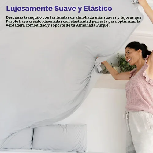 Vista 2 de Purple SoftStretch - Juego de fundas de almohada, tamaño estándar, mezcla de bambú, absorbe la humedad, suave como la seda, morado oscuro, se adapta