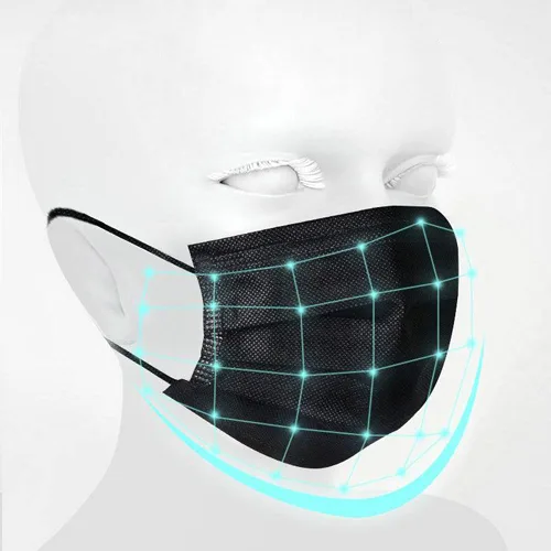 Vista 2 de NNPCBT 100 unidades de mascarillas desechables negras de 3 capas con filtro de protección