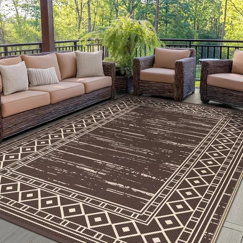 Vista 12 de GENIMO Alfombra de Exterior 5'x8' Impermeable para Patio, Alfombra de Paja de Plástico Reversible para Exteriores, Alfombras de Camping para Negro