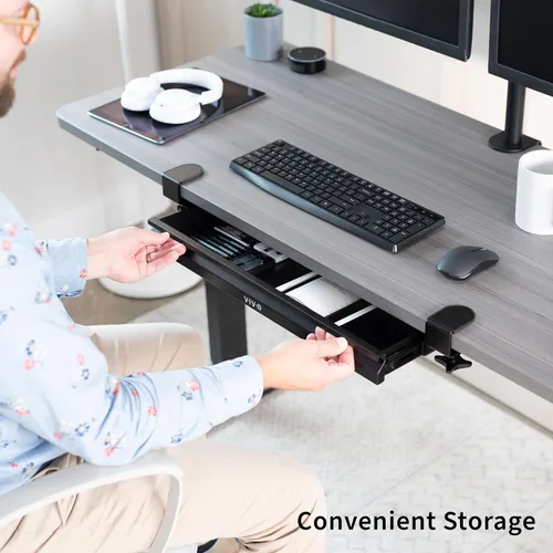 Vista 8 de VIVO DESK-DR22L - Cajón deslizante extraíble para debajo de la mesa de 22 pulgadas para escritorio de oficina, organizador de almacenamiento poco