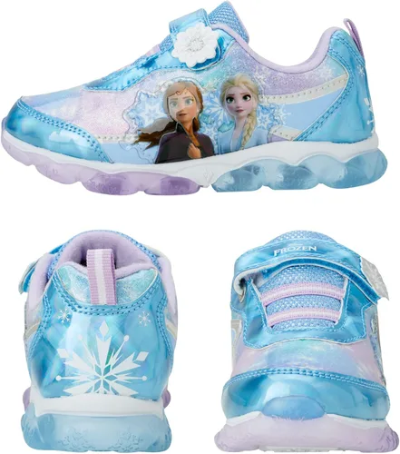 Vista 3 de Disney Zapatillas de deporte Frozen para niñas, sin cordones, con luz, para correr (bebéniña pequeña), Púrpura tornasol