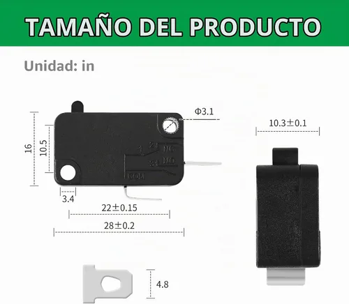 Vista 4 de Microinterruptor KW7-0 para reparación de freidora de aire