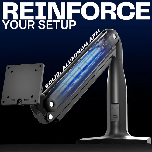Vista 5 de VIVO Soporte de aluminio ultraancho para monitor, clásico, se adapta a pantallas de computadora de hasta 49 pulgadas, brazo neumático articulado