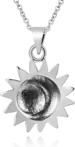 Vista 3 de AeraVida Collar de plata de ley 925 con sol celestial y luna, Metal