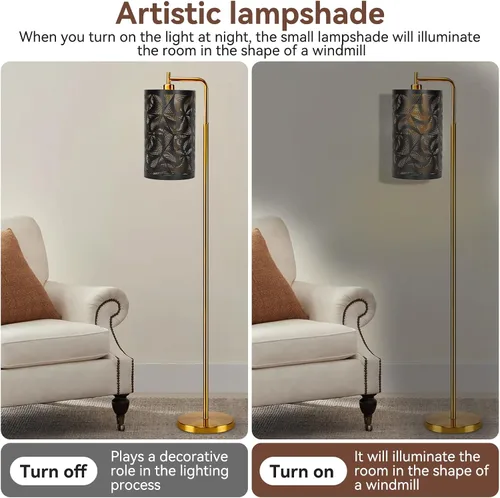 Vista 4 de Pantalla de lámpara de tambor grande de metal de corte negro, pantalla de metal de barril, cubierta de sombra de luz decorativa para mesita