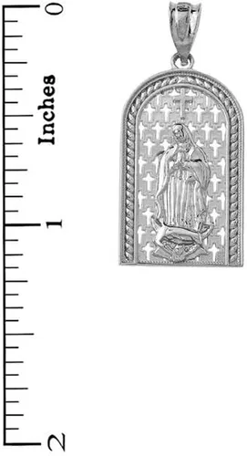 Vista 2 de Claddagh Gold - Colgante religioso milagroso de plata de ley con la bendición de Nuestra Señora de Guadalupe, Plata esterlina