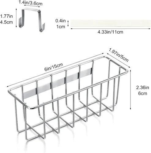 Vista 5 de Hotop Soporte de esponja de 2 piezas, organizador de fregadero de cocina, cesta organizadora de fregadero de metal, para fregador, jabón, toalla