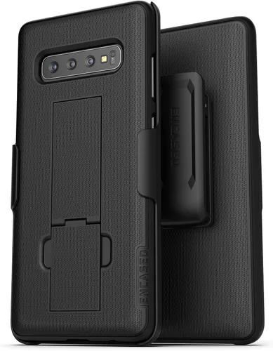 Vista 2 de Encased Funda con clip para cinturón Galaxy S10 (2019 DuraClip) Funda de agarre delgada con funda para Samsung S10 (negro)