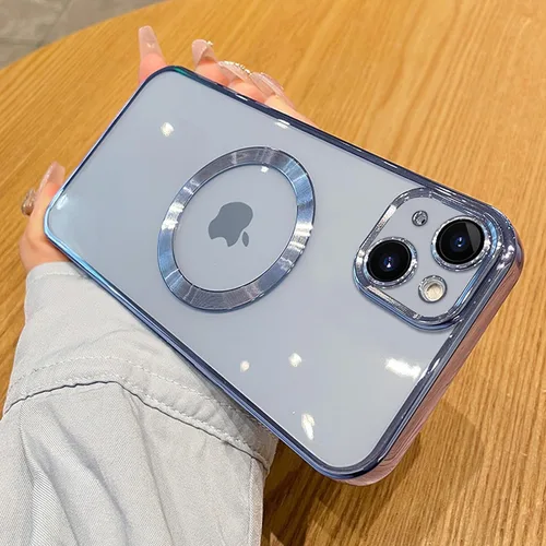 Vista 9 de Funda magnética transparente compatible con iPhone 11, lujosa funda MagSafe transparente a prueba de golpes con protector completo de lente