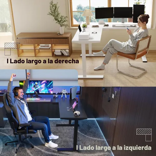 Vista 6 de SANODESK Marco de Escritorio Eléctrico Ajustable en Altura con Forma de L de 3 Patas, Soporte hasta 99.8kg, Marco Ergonómico de Escritorio de Pie