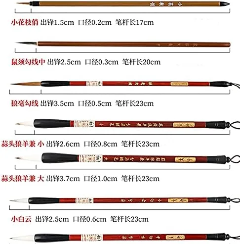 Vista 3 de Pincel de escritura para acuarela, juego de pinceles de caligrafía china kanji japonés Sumi Pintura Pinceles de dibujo+soporte de pincel de bambú 12