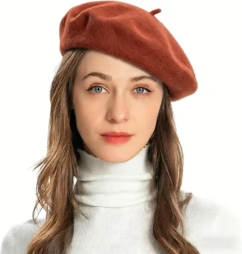 Vista 44 de ZLYC Boina Francesa de Lana Sombrero Color Sólido Gorra Boina para Mujeres y Niñas Amarillo básico