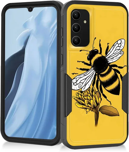 Vista 142 de Funda para Galaxy A14 5G, resistente de doble capa híbrida de policarbonato duro, goma suave, a prueba de golpes, funda protectora resistente