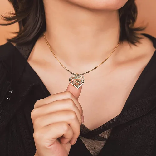 Vista 2 de FANCY SHINY Collar delicado de corazón de oro para mamá, collar de circonita cúbica, regalo de joyería para el día de la madre, cumpleaños