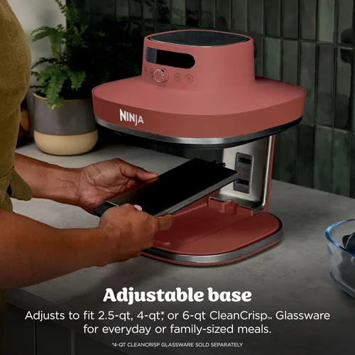 Vista 3 de Ninja Crispi Pro - Freidora de aire de vidrio 6 en 1 Recipientes y tapas de 450 °F, no tóxico, de 6 cuartos y 2.5 cuartos de galón Microondas