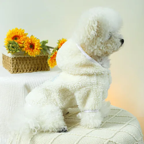 Vista 4 de Suéter de Navidad para perro con capucha para perro, chaquetas para gatos, ropa para perro, ropa para perro, cálido, suave, acogedor, abrigo