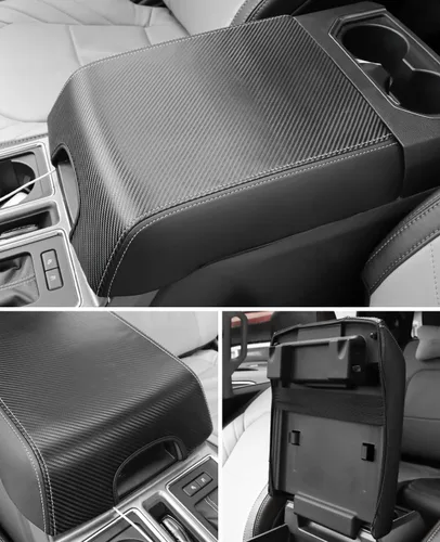 Vista 4 de INTGET Funda de consola central para Ford F150 Accesorios 2015-2020 2016 2017 2018 2019 Tapa central para reposabrazos de asiento de automóvil