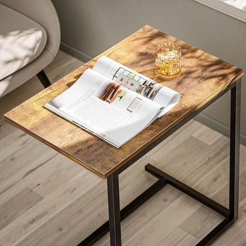 Vista 8 de Pipishell - Mesa auxiliar en forma de C de 27 pulgadas de alto, mesa lateral para sofá deslizable debajo, mesa de sofá en forma de C para sala
